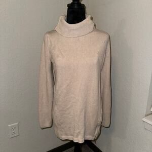 ETC Etcetera Sweater Dress Women's Size Medium Beige Cream Zipper Neck